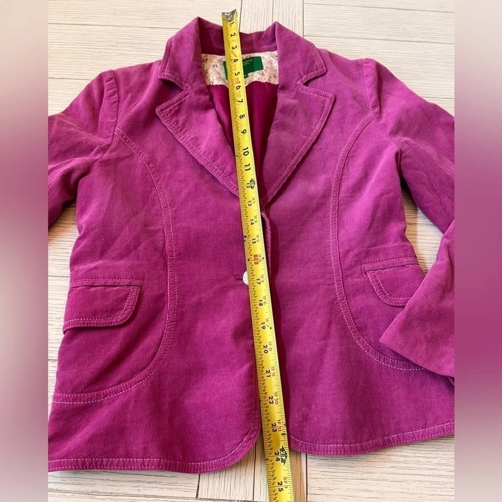 United Colors of Benetton pink light lined corduroy‎ jacket w/ silver button. M - Picture 6 of 11